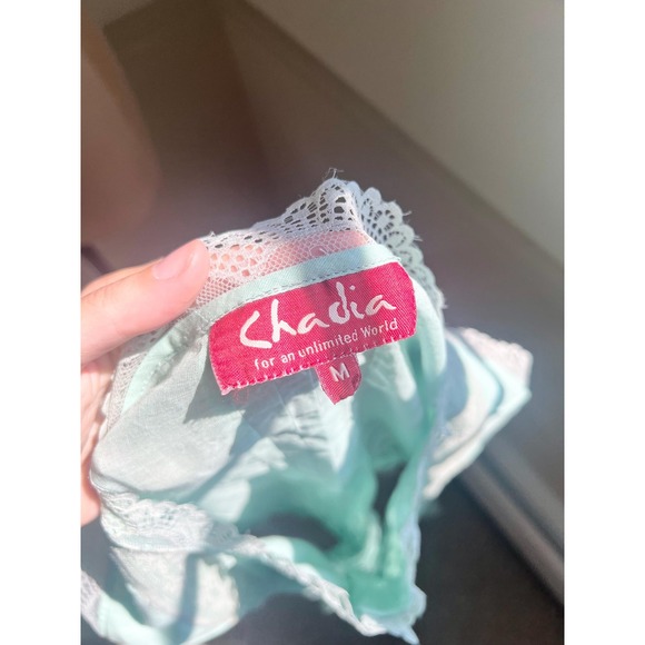 Vintage Chadia Victorian Two Piece Blue Teal Lace Maxi Skirt and Blouse Set - Picture 5 of 9